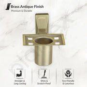 Plantex 304 Grade Stainless Steel Tumbler Holder/Tooth Brush Holder for Bathroom - Crystal (Brass Antique)
