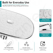 Plantex ABS Shower Head for Bathroom/10x8 Inch Rain Shower Head/Pressurized Overhead Shower/Self Cleaning Shower Head/Water Saving – (Chrome, D326)