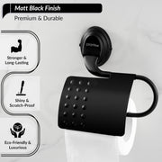 Plantex 304 Grade Stainless Steel Toilet/Tissue Paper Holder Stand for Washroom/Bathroom Accessories - Cubic (Black)