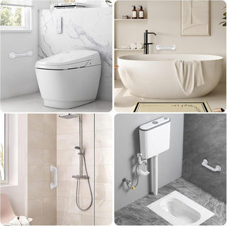 Plantex 12 Inch Strong ABS Bathroom Handle for Senior Citizen/Non-Slip Grab Bar for Toilet/Support for Elderly People - Pack of 2 (White)
