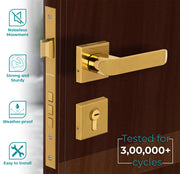 Plantex Triple Security Door Lock for Home/Main Door Lock Set with 3 Years of Warranty/Mortise Lock for Door with Brass Lock Body & Cylinder (7110 - Gold Finish)