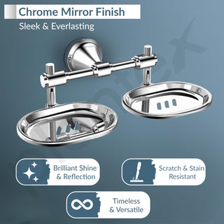 Plantex Stainless Steel 304 Grade Niko Double Soap Holder for Bathroom/Soap Dish/Bathroom Soap Stand/Bathroom Accessories(Chrome) - Pack of 1