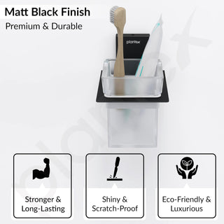 Plantex 304 Grade Stainless Steel Glass Tumbler Holder/Toothbrush Holder for Bathroom/Bathroom Accessories – Pack of 1 (Crystal, Black)