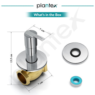 Plantex 25 mm Pure Brass Flush Valve for Toilet with Teflon Tape and Brass Wall Flange/Angle Cocke for Bathroom - 7 Year Warranty-(AQ-1420-Chrome)