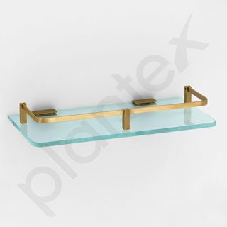 Plantex Premium Frosted Glass Shelf for Bathroom/Kitchen/Living Room with Brass Railings and Brackets - Bathroom Accessories/Glass Shelf for Living Room -(Brass Antique 12x6 - Pack of 1)