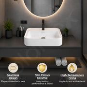 Plantex Ceramic Wash Basin/One Piece Basin for Bathroom with 10 Years Glaze Warranty by Plantex/Table Top Washbasin for Home/Office/Hotels (White - 20.5 x 17 x 5 Inch)