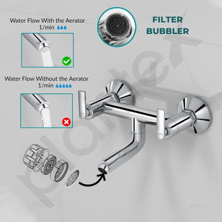 Plantex Pure Brass Bal-516 Non Telephonic Wall Mixer with Water Saving Aerator/Mixer Tap for Bathroom with Brass Wall Flange and Teflon Tape-7 Year Warranty(Mirror Chrome)