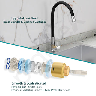Plantex Pure Brass Kitchen Sink Tap Flexible with Teflon Tape and Wall Flange/PillarTap/Kitchen Sink Tap with Water Saving Aerator and 360° Swivel Spout -(ICO-912B)
