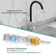 Plantex Pure Brass Flexible Tap for Kitchen Sink/Swan Neck Water Tap Faucet/Kitchen Flexible Sink Tap with Water-Saving Aerator & 360° Swivel Spout (ICO-912B)