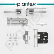 Plantex Heavy Duty Door Lock – Bathroom Door Lock/Mortise Keyless Handle Set for Home/Bathroom/Store Room/Balcony/Office with Baby Latch (605 - Satin)