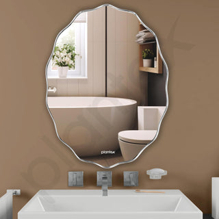 Plantex Frameless Oval Mirror for Wall/Mirror with Beveled Smooth Edges/Mirror for Bathroom/Dressing Room/Living Room/Bedroom/Entryway - (15 X 18 Inch)