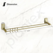 Plantex 304 Grade Stainless Steel 24 inch Dual Towel Rod/Towel Holder/Towel Hanger/Bathroom Accessories - Crystal (Brass Antique)