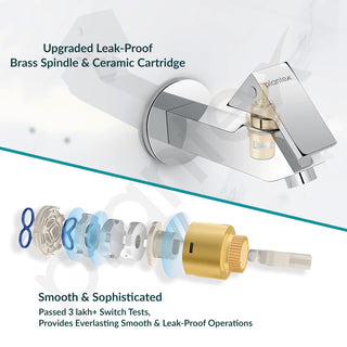 Plantex Pure Brass PRI-302 Bib Cock Tap for Bathroom with Water Saving Aerator/Basin Tap for Bathroom with Brass Wall Flange and Teflon Tape- 7 Year Warranty (Long Body-Chrome)