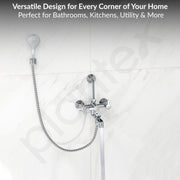 Plantex Brass Wall Mixer for Bathroom 3 in 1/L-Bend Connector for Overhead/Hand Shower/Spout Mixer Tap/Mixture Tap for Bathroom with 7-Year Manufacturer's Warranty-(Flo-819 Chrome)