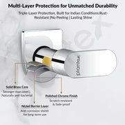 Plantex Pure Brass ORN-206 Angular Concealed Stop Cock/Concealed Stop Valve Tap For Bathroom With Teflon Tape & Adjustable Brass Wall Flange - 15mm (Mirror-Chrome Finish)