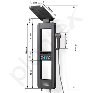 Plantex 304 Stainless Steel LED Bathroom Shower System/Majestic Flow Shower Panel for Bathroom Full Set with Smart Digital Display- (Rich Black, KM-8103B)