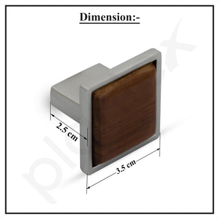 Plantex Knobs for Drawer/Square Drawer Knobs/Knobs for Cabinets/Pull-Push Knobs for Kitchen/Bedroom Drawer - Pack of 6 (Satin & Wood)