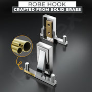 Plantex Robe Hook for Bathroom/Pure Brass Clothes Hanging Hook/Hook for Wall/Bathroom Accessories - Pack of 1 (APS-RTO-04, Chrome)