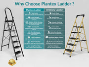 Plantex 7 Step Ladder-Foldable Steel -Wide Anti Skid Steps/5-Year Manufacturer Warranty(Grey & White)