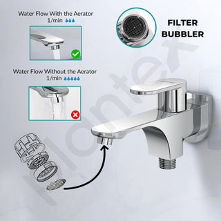 Plantex Two Way Bib Cock Taps Compatible for Washing Machine with Water Saving Nozzle Attachment/2 in 1 Bib Tap with Brass Wall Flange and Teflon Tape- (Orna-Chrome)