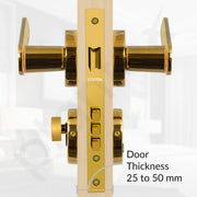 Plantex Brass Premium Door Lock With 3 Years Warranty - Main Door Knob for Home, Mortise Lock Set With PVD Gold Finish
