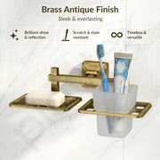 Plantex 304 Grade Stainless Steel Soap and ABS Material Brush Holder Stand for Bathroom and Wash Basin/Bathroom Accessories - Squaro (Antique)