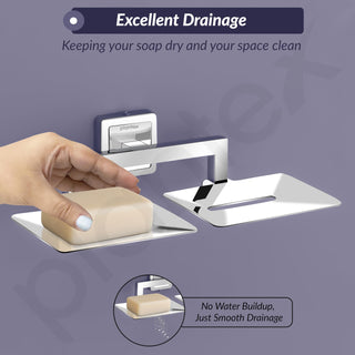 Plantex 304 Grade Stainless Steel Dual Soap Holder for Bathroom/Double Soap Dish/Soap Stand/Soap Case/Bathroom accesories - Decan (Chrome)