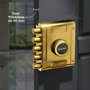Plantex Stainless Steel Penta Bolt Lock for Main Door/5-Point Security Deadbolt with Brass Cylinder & 4 Keys/Door Lock Set with 5 Years of Warranty (PVD Gold)