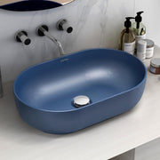 Plantex Tabletop Wash Basin for Bathroom/Designer Ceramic Basin/Countertop Wash Basin/Home/Office (Blue - 22 x 14 x 6 Inch)