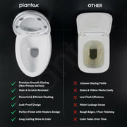 Plantex Ceramic Commode for Toilet/Rim Oval Shape Wall Hung Commode/Washdown Western Toilet with Soft Closing Toilet Seat  (P-Trap, White)