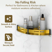 Plantex Corner Shelf for Bathroom Wall Mount/Stainless Steel Bathroom Corner Shelf with Railings/Bathroom Accessories Holder for Wall (9x9 inches, PVD Gold & Black)