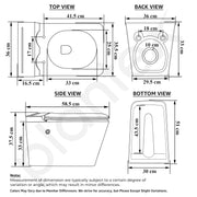 Plantex Ceramic Wall Mount Western Commode/Rimless Western Toilet with Soft Closing Toilet Seat/Rectangular Tankless Commode/Smart Flush Wall Hung Toilet - P Trap Outlet (White)