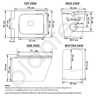 Plantex Imported Ceramic Wall Hung Western Commode/P Trap Commode for Toilet with Soft Close Toilet Seat Cover (Square Matt- Brown)