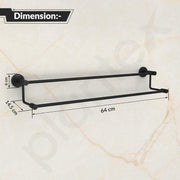Plantex Stainless Steel Dual Towel Rod/Towel Rack for Bathroom/Towel Bar/Hanger/Stand/Bathroom Accessories (24 Inch - Black)