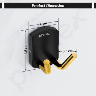 Plantex 304 Grade Stainless Steel Robe Hook/Cloth-Towel Hanger/Door Hanger-Hook/Bathroom Accessories - Pack of 1 (Parv-Gold & Black)