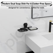Plantex Double Soap Dish for Bathroom/304 Grade Stainless Steel Dual Soap Holder/Soap Case/Soap Stand/Bathroom Accessories - Pack of 1 (PMB-2408, Z-Black)