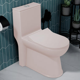 Plantex Platinum Ceramic Rimless Western Commode/Washdown One Piece Western Toilet with Soft Close Toilet Seat Cover - S Trap Outlet (Peach - Matt Finish)