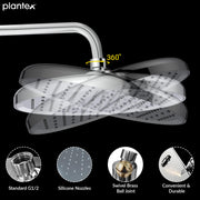 Plantex Abs Shower Head For Bathroom/10 Inch Round Single Mode Bathroom Shower Head/Water Saving Shower Head- (Chrome)