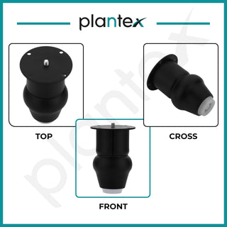 plantex 4 Inch Sofa Legs for Bed Furniture/Sofa Legs for Table/Sofa Support Legs with Rubber Grip (Black, 8 Pcs)