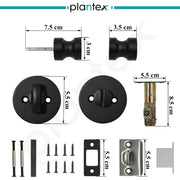 Plantex Bathroom Door Lock/Stainless Steel Pull Push Door Handle Lock Set/Keyless Lock Handle for Bathroom (Black, DTM-666)