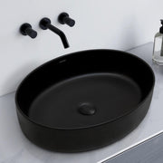 Plantex Ceramic Washbasin for Bathroom/Countertop Bathroom Basin/Oval Tabletop Wash Basin for Office/Restaurant (Charcoal Black - 21.5 x 16 x 5 Inch)
