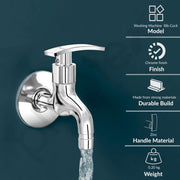 Plantex Washing Machine tap with Wall Flange and Teflon Tape/Tap for Washing Machine/Garden/Pipe Connection Tap/Washing Machine Pipe Connector-(Chrome)