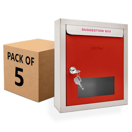 Plantex All in 1 Multipurpose Letter Box/Suggestion Box/Complaint Box/Donation Box with Lock - Pack of 5 (Red & Ivory)