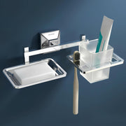 Plantex 304 Grade Stainless Steel 2in1 Soap Holder with Tumbler Holder/Bathroom Accessories - Pack of 1, Squaro (Chrome)