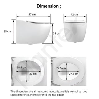 Plantex Ceramic Rimless Wall Hung Commode/Western Commode for Toilet/Rimless Washdown Flush with Soft Closing Toilet Seat Cover - P Trap Outlet (1181,White Glossy)