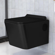 Plantex Platinum Ceramic Rim Wall Hung Western Toilet/P Trap Western Commode with Soft Close Seat Cover/ Commode with Washdown Flush - (Black-M)