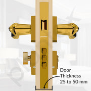 Plantex Main Door Lock/Mortise Lock for Doors - Robust Door Handle for Home with Brass Locks Body & Cylinder (PT-014, Gold & Black)