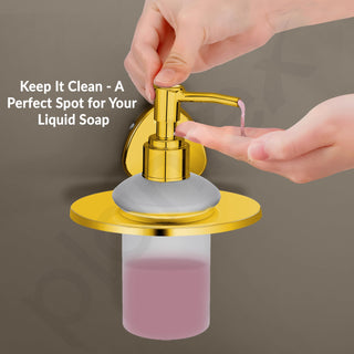 Plantex J4 Stainless Steel Liquid Soap Dispenser/Shampoo Dispenser for Wash Basin/Hand Wash Dispenser Wall Mounted/Bathroom Accessories (PVD Gold Finish) Angel