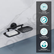 Plantex Galaxy 304 Grade Stainless Steel Rectangular Double Soap Holder for Bathroom/Soap Stand/Soap Holder/Bathroom Accessories - (Black)