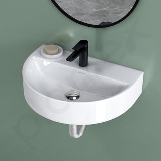 Plantex Ceramic Wash Basin for Bathroom/Wall Hung Basin/Bathroom Sink with 10 Years Glaze Warranty by Plantex//Washbasin for Restaurant, Hotel (Glossy White/Mark, 17 x 12 x 4 Inch)